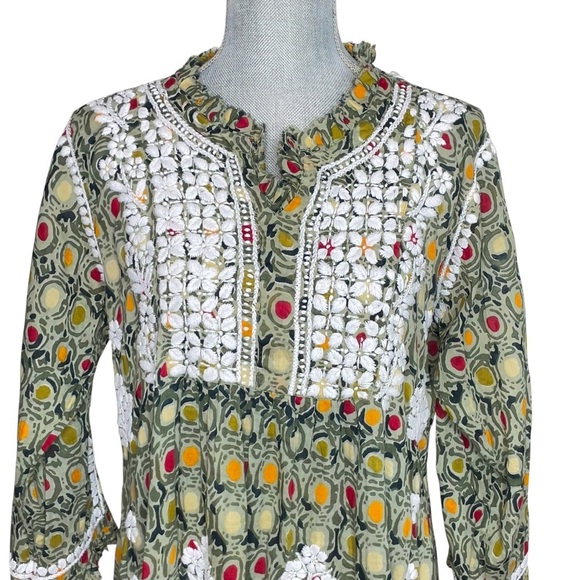 Boho Floral
Embroidered Tunic
Top | Olive Green
Multicolor | Peasant
Style M/L - Picture 5 of 9